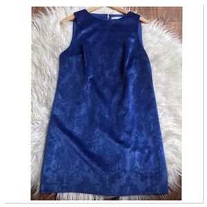 Alice + Olivia Clyde Damask Velvet Shift Mini Dress Blue Size 6